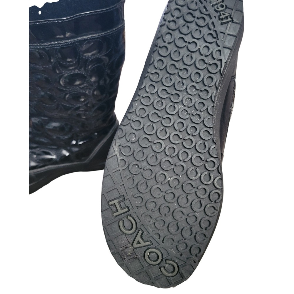 Coach Prisilla Black Quilted Patent Leather Snow Boots Womens 5 Luxury Gorpcore - Picture 16 of 16